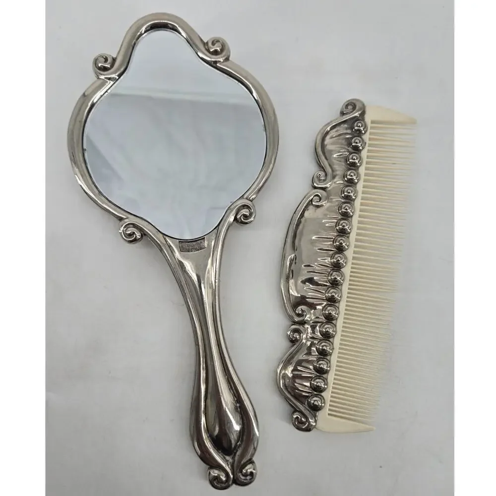 Vintage Art Deco Silver Plated Mirror & Comb Vanity International Silver Co
